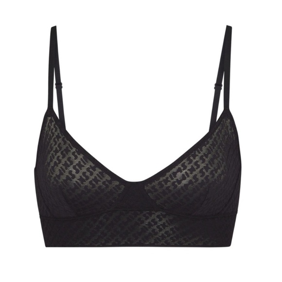 SKIMS Onyx mesh bralette with logo design all over - Picture 3 of 7